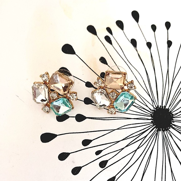 Multi-Color Stone Statement Earrings, NWT - Picture 3 of 8